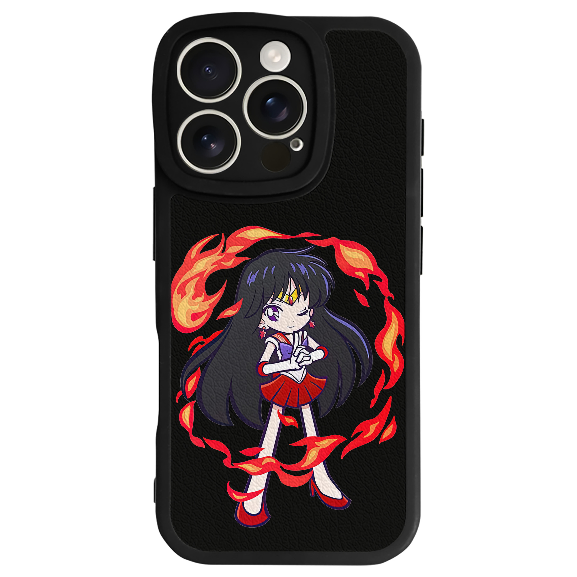 （画像用） 美少女戦士セーラームーン 火野レイ ひの レイ Sailor Moon Hino Rei （セーラーマーズ,Sailor Mars） 【iPhone 16シリーズ対応】シリコンスマホケース（レザー調） 材質：シリコン